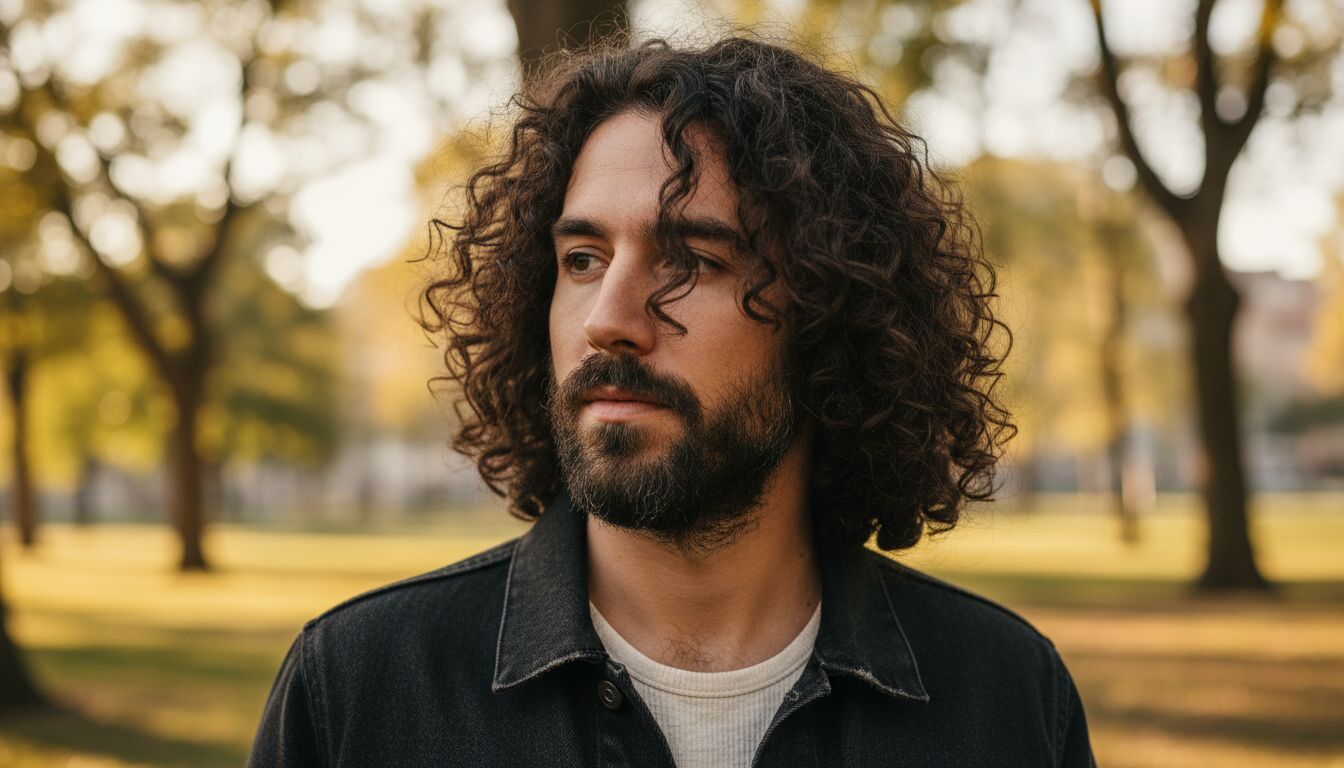 Coupe homme cheveux bouclés mi long