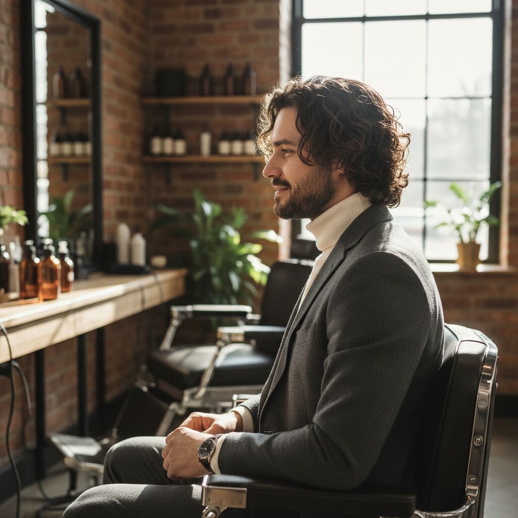 coupe homme cheveux bouclés mi long en arrière