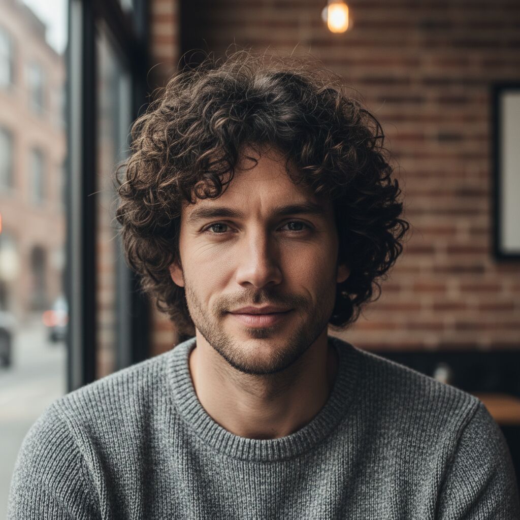 coupe mi long homme bouclé​