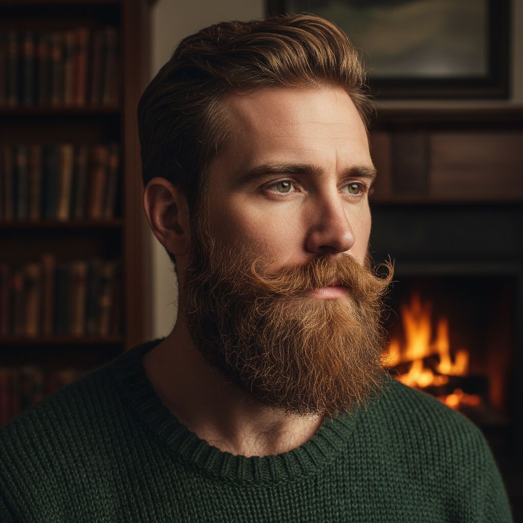 Barbe sculptée avec moustache homme